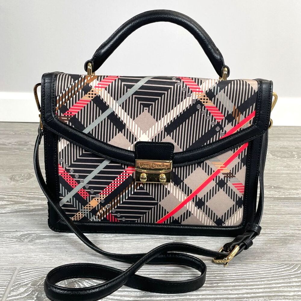 Vera Bradley Sofia Plaid Lydia Crossbody Satchel Purse Red Black Briefcase Style